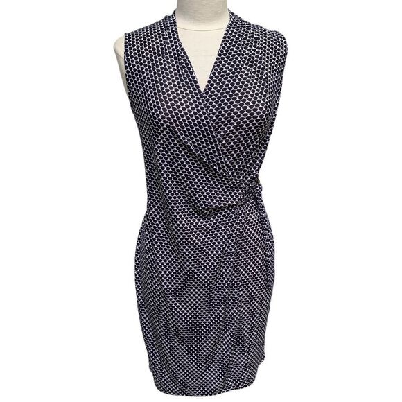 Ann Taylor Sleeveless Wrap Dress - XS - Black White Geometric Print - Picture 3 of 16